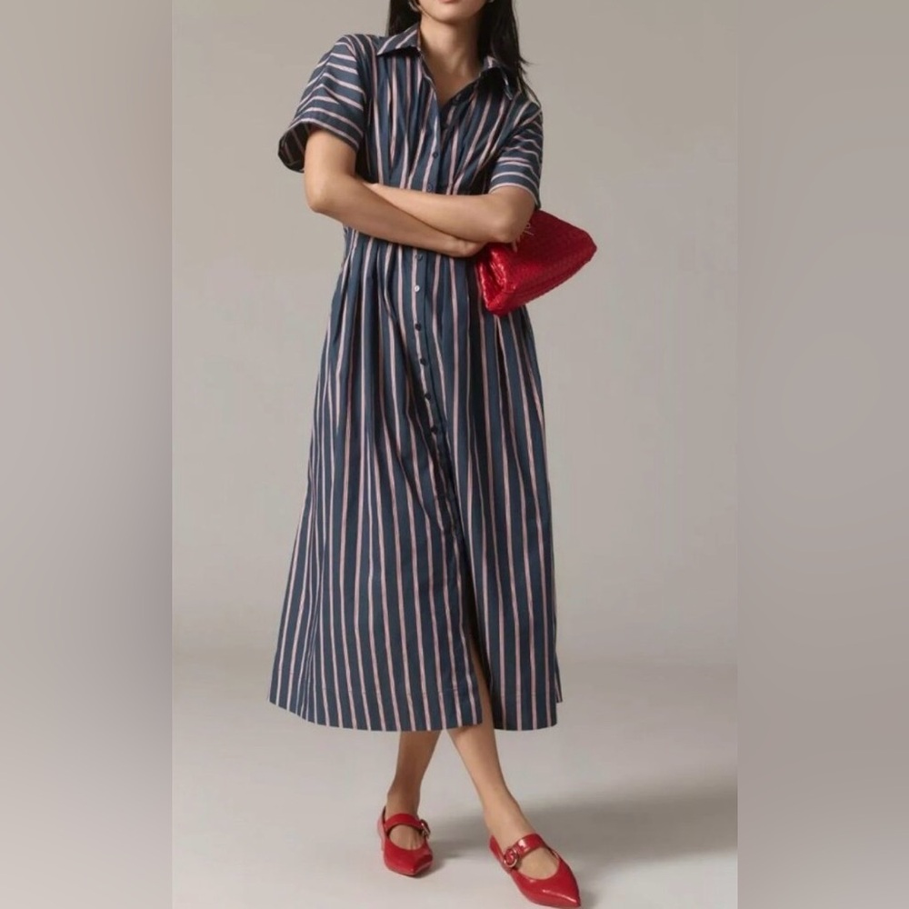 The Tobie Shirt Dress by Exquise from Anthropologie - Navy